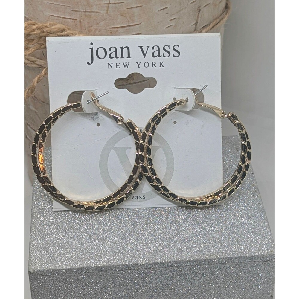 Joan Vass Gold Hammered Double Hoop Earrings